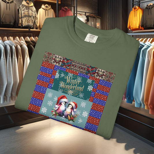 Vintage Winter Wonderland Penguins in Love T-shirt