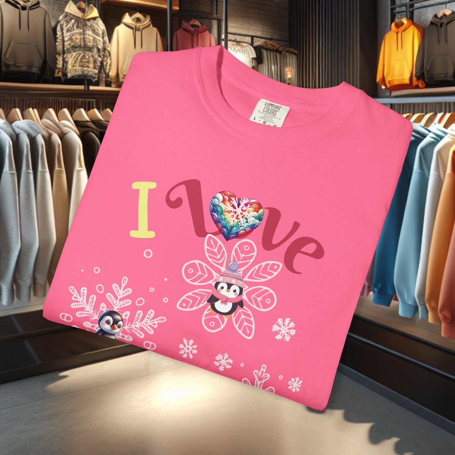 Penguin Snowflake T-shirt - Festive Holiday Top