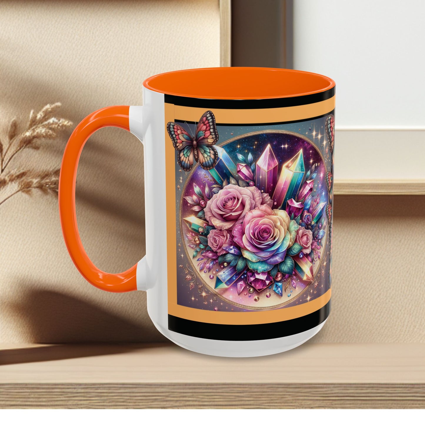 Coffee Mug Butterflys and Flowers