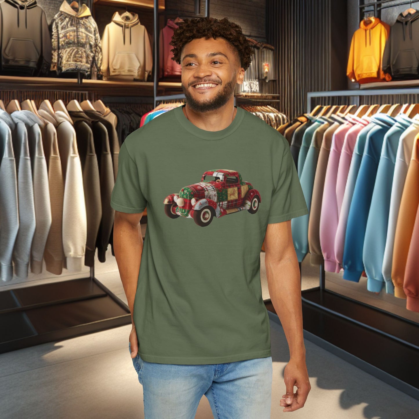 Patchwork Hot Rod T-Shirt — "pho" Patchwork Garment-Dyed