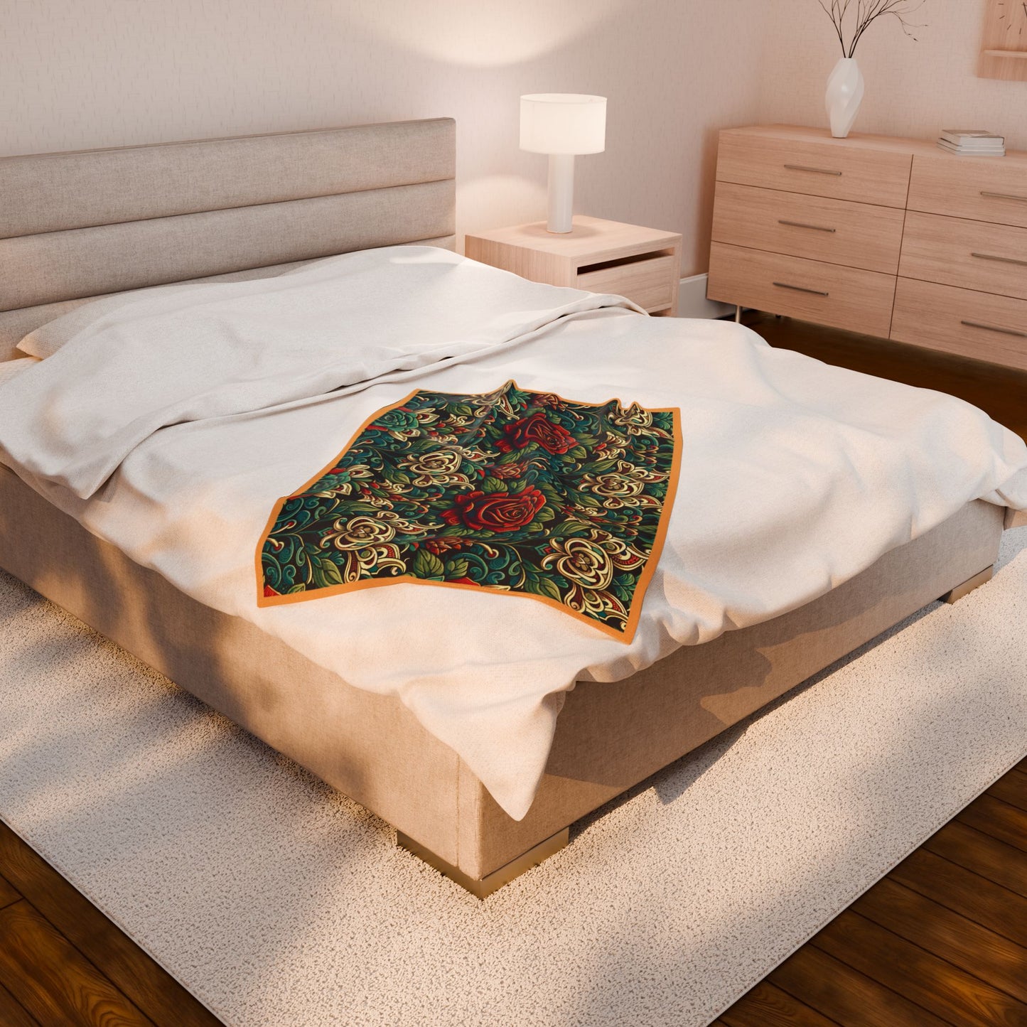 Blanket 30" x 40" -Rose Garden- Velveteen Plush Blanket