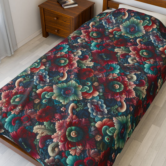 Beautiful Flower Velveteen Plush Blanket — Floral Throw Blanket