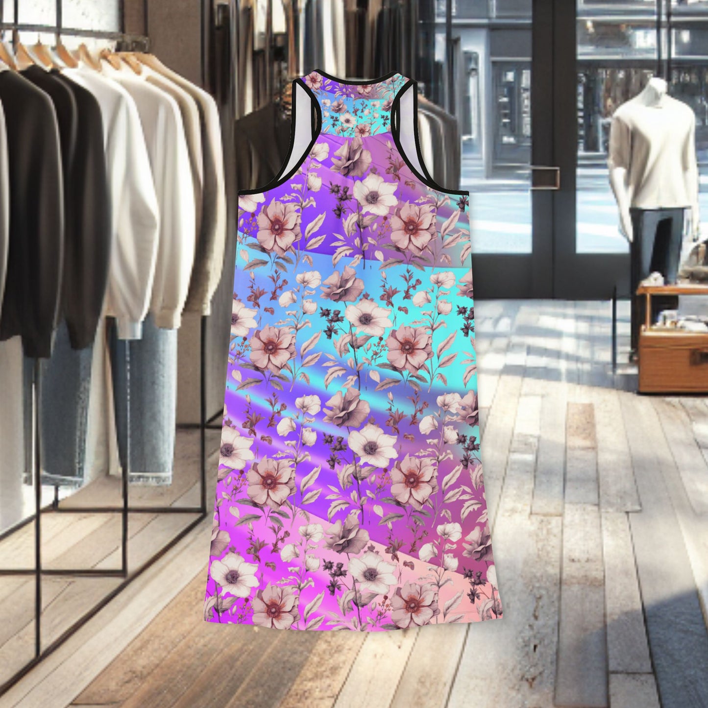 Floral Gradient Racerback Dress — Pastel Cherry Blossom AOP