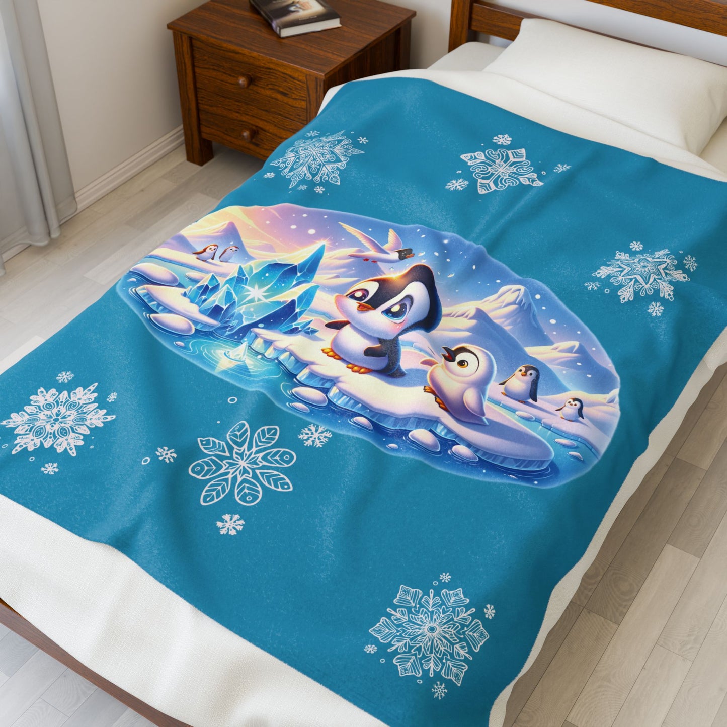 Penguin On Ice - Velveteen Plush Blanket