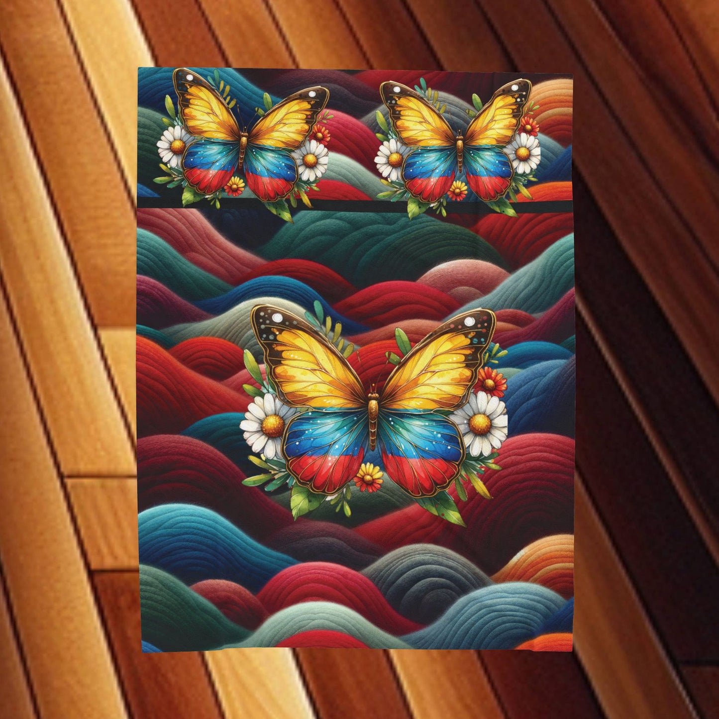 Pritty Butterfly Velveteen Plush Blanket — Cozy Colored Butterfly Throw