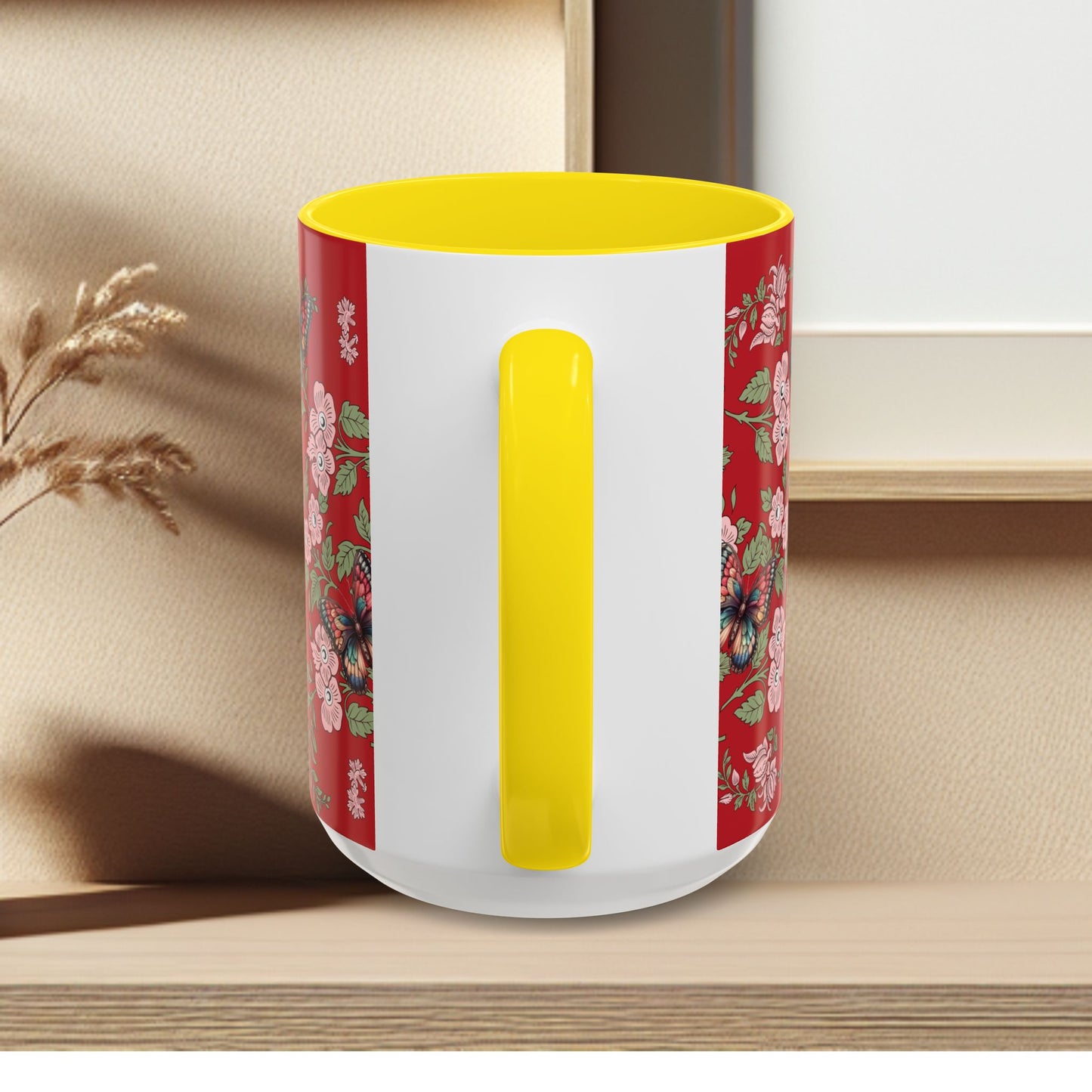 Floral Coffee Mug Red