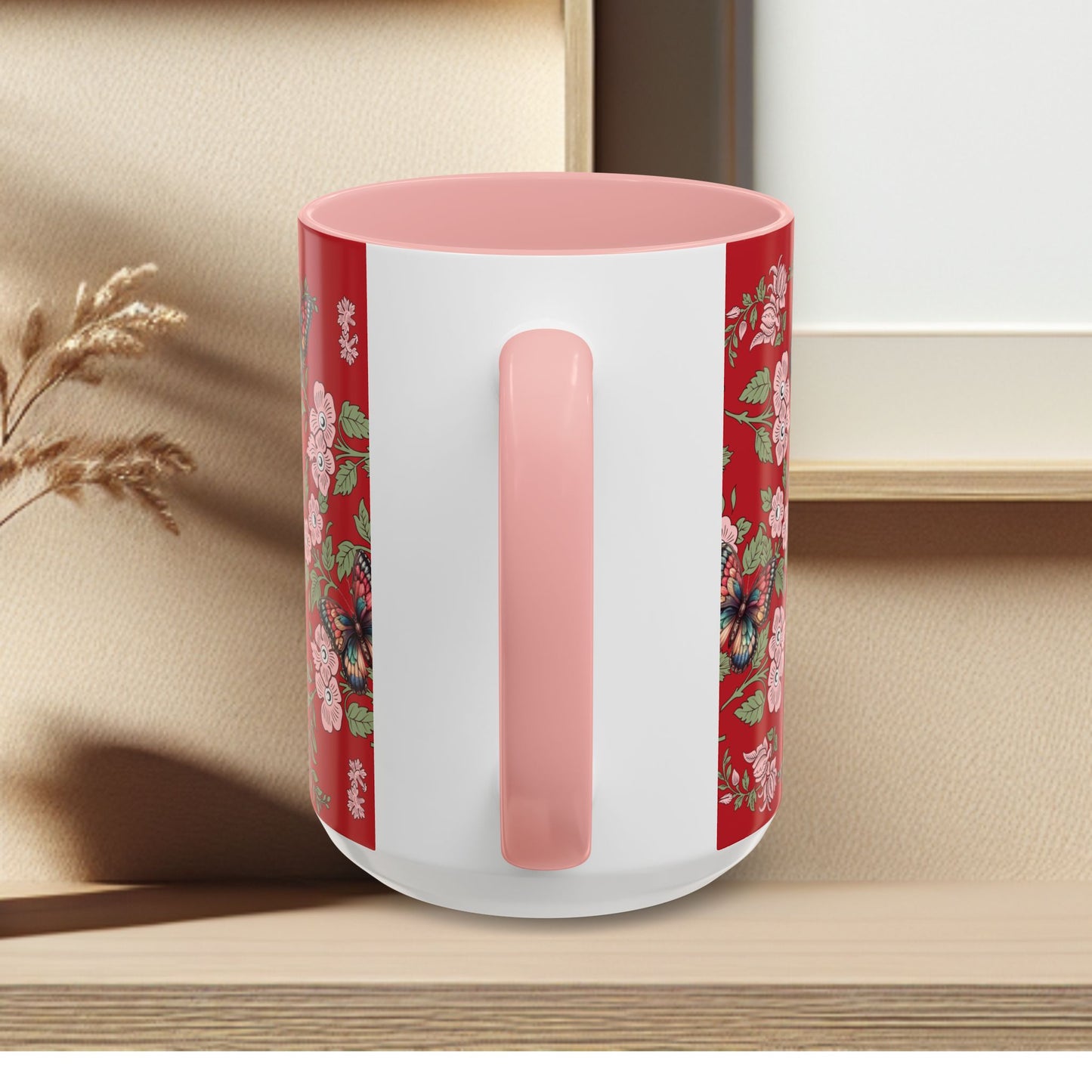 Floral Coffee Mug Red