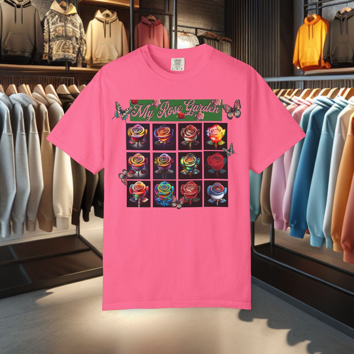 Floral T-Shirt for Flower Lovers - My Rose Garden a Colorful Floral Design