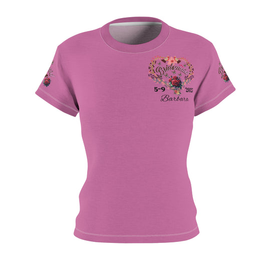 Personalized Bridesmaids Women's Graphic Cut & Sew Pink Tee - Bridal Party