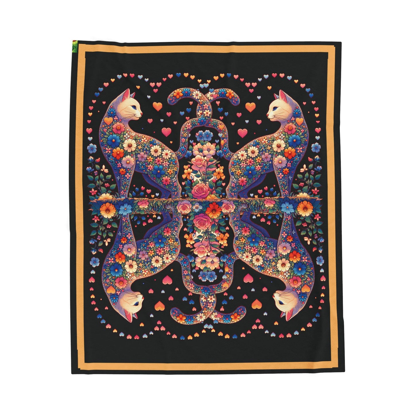 Loving Cat Black 50x60 Velveteen Plush Blanket