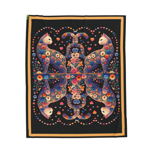 Loving Cat Black 50x60 Velveteen Plush Blanket