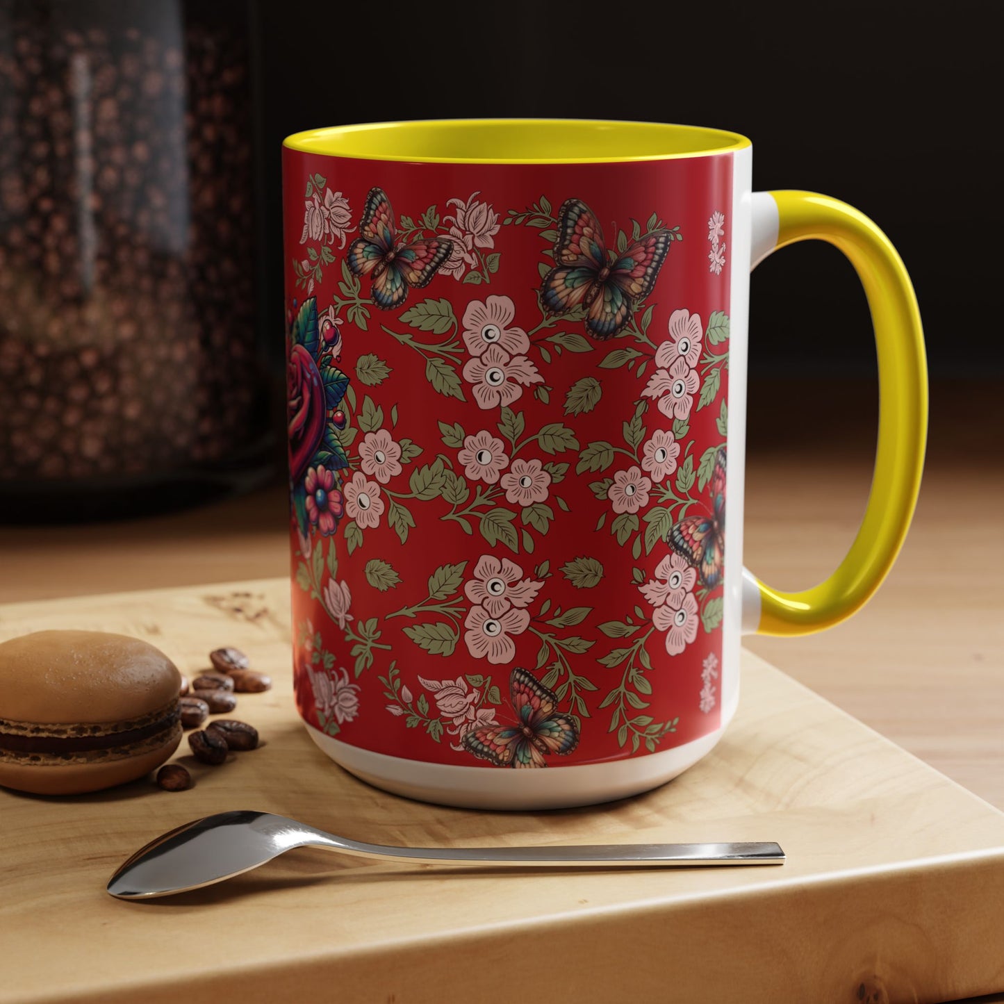 Floral Coffee Mug Red