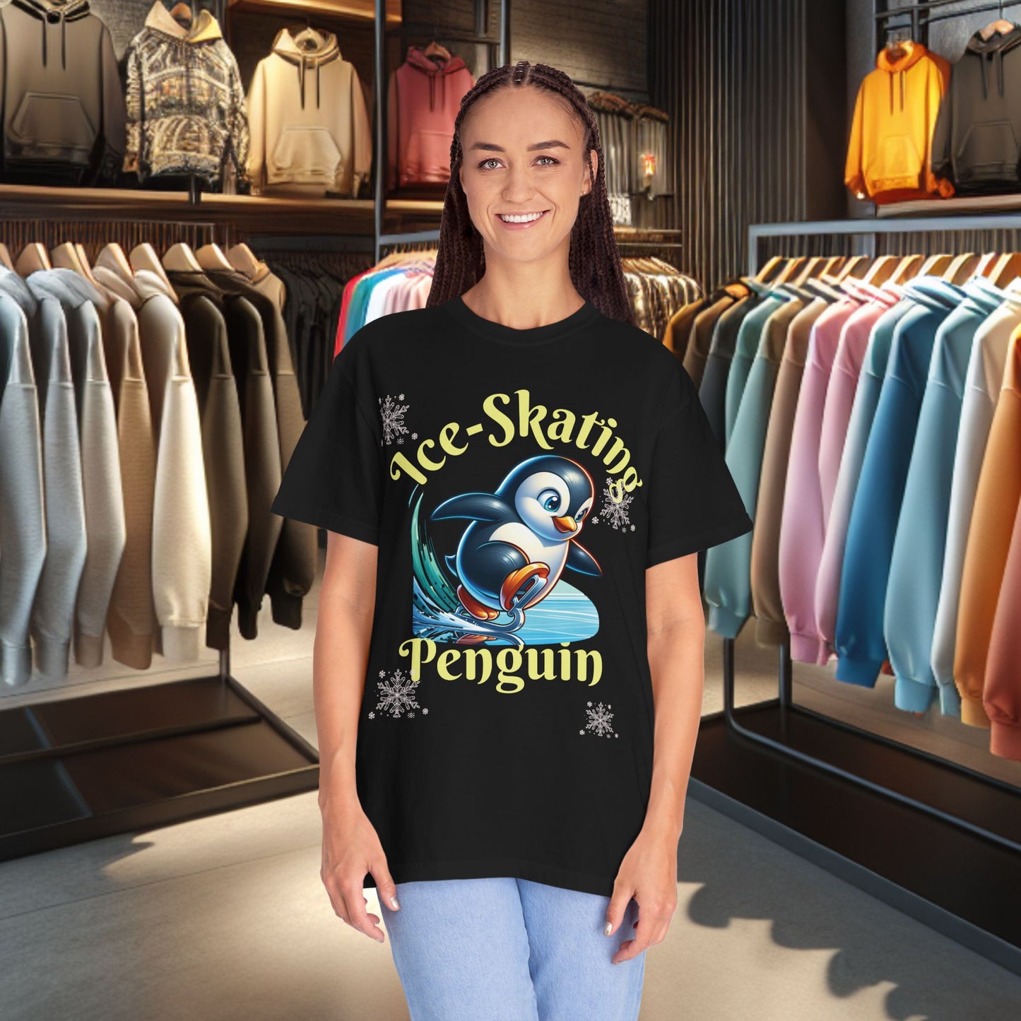 Ice-Skating Penguin T-shirt - Holidays Festive Top