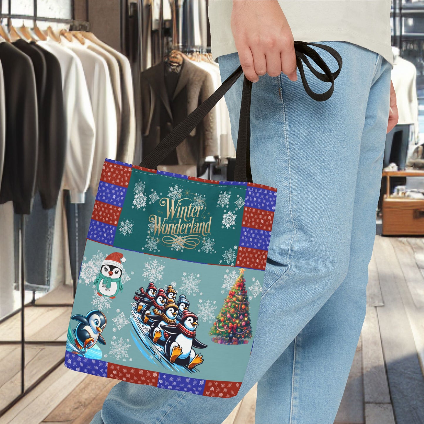 Winter Wonderland Penguin Tote Bag — All-Over Print