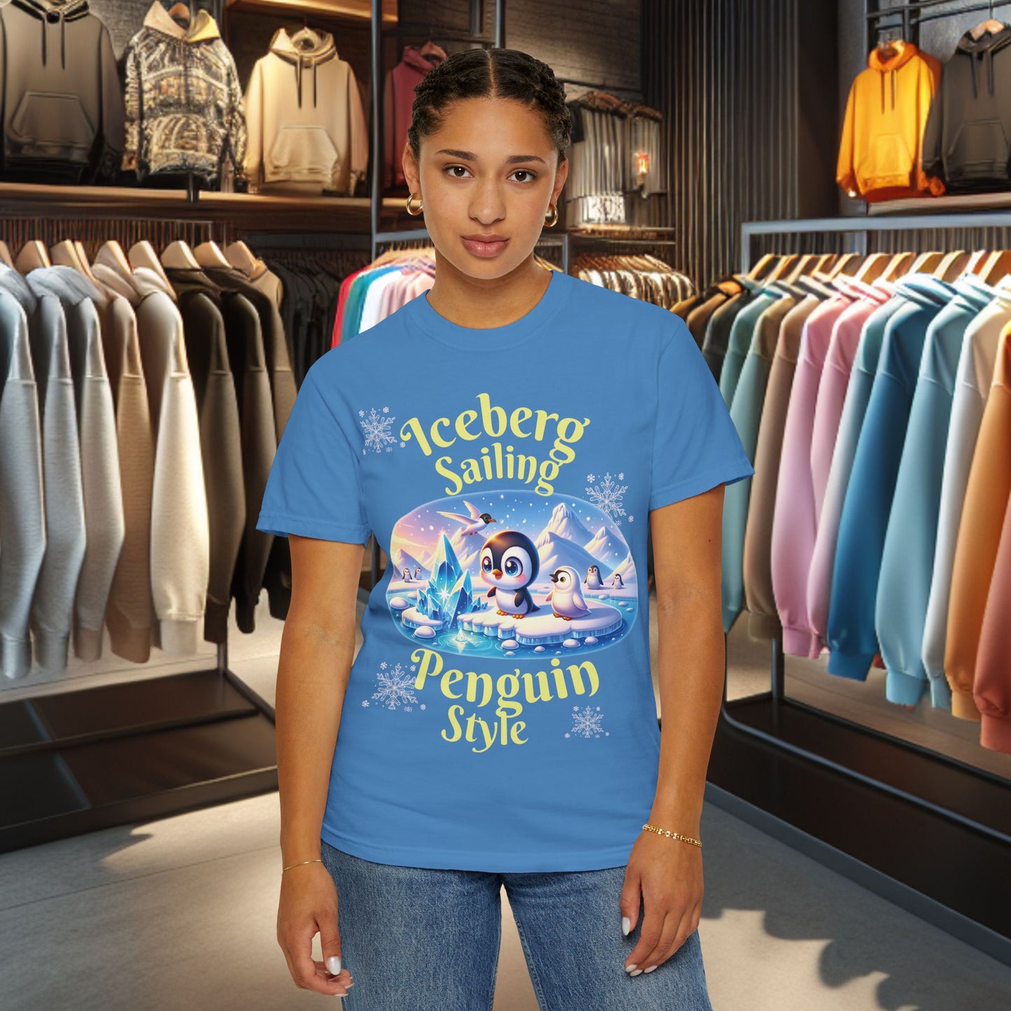 Iceberg Sailing Penguin T-shirt - Holidays Festive Top