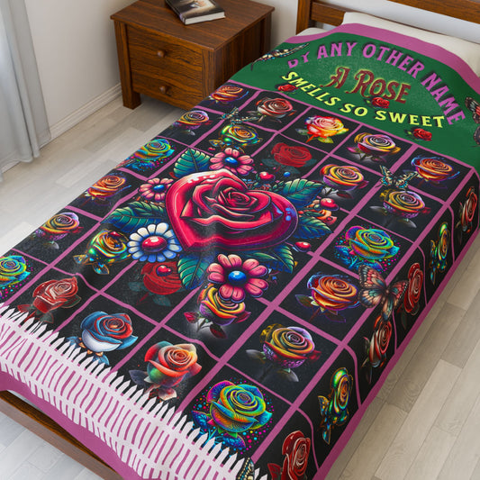 Pink By Amy Other Name Colorful Floral Velveteen Plush Blanket 60" X 80", 50" x 60", 30" X 40"