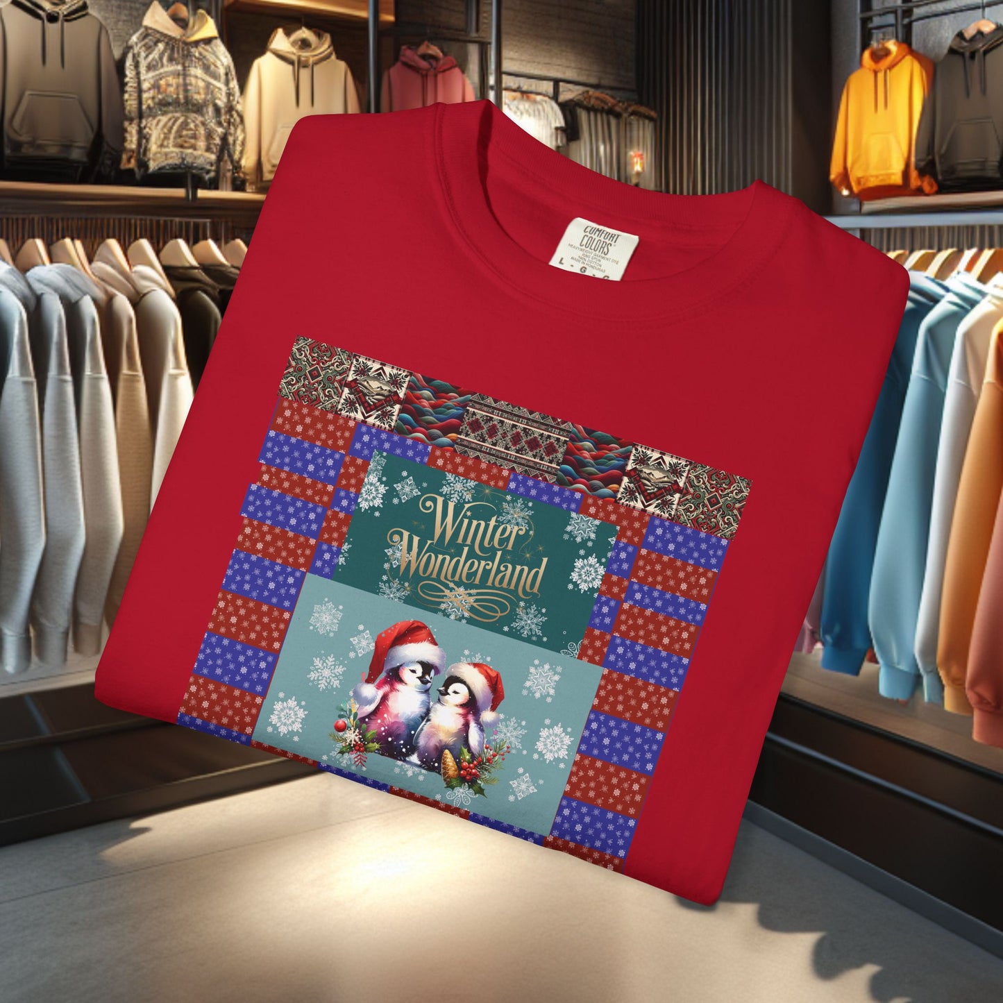 Vintage Winter Wonderland Penguins in Love T-shirt