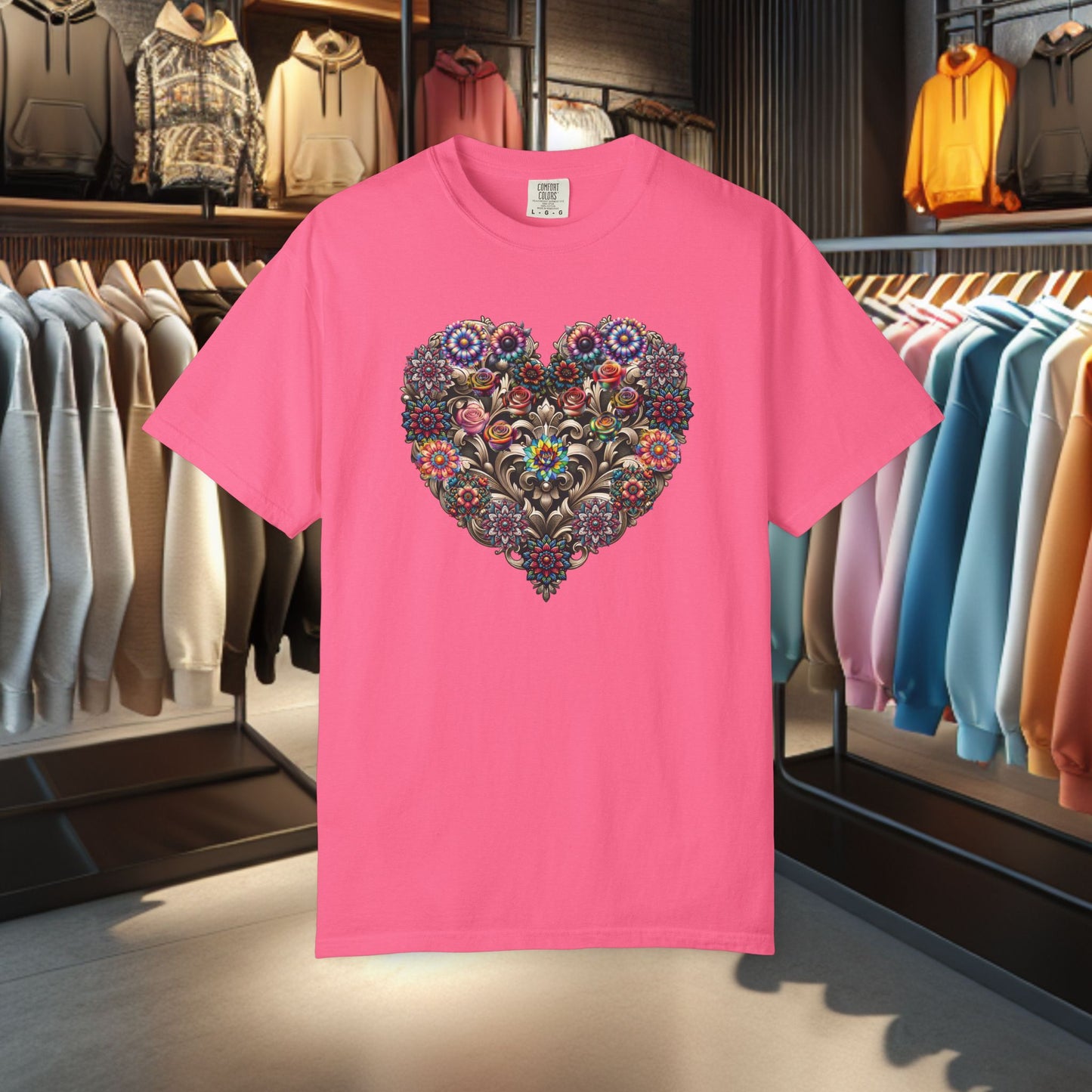 Floral Heart T-Shirt — Romantic Botanical Graphic Tee