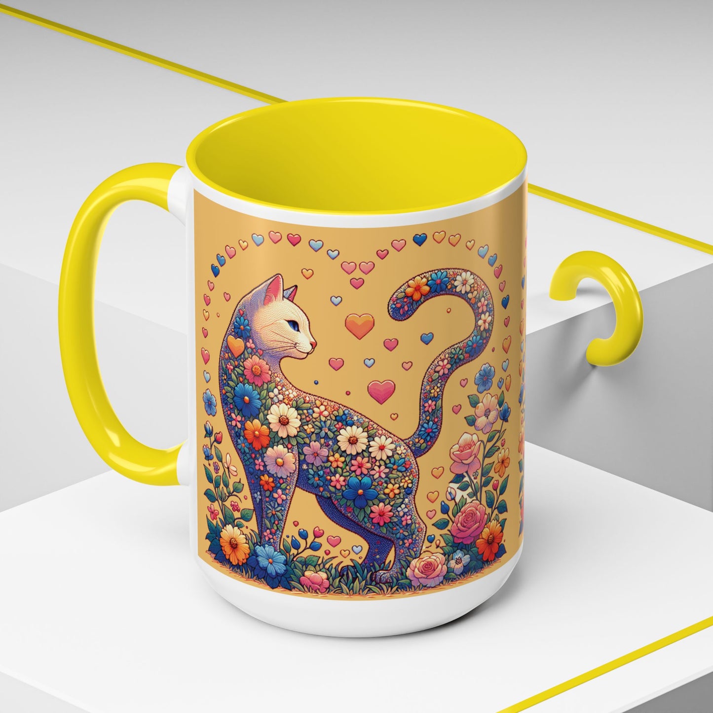 Mug- Loving Cat - Accent Coffee Mug (11oz, 15oz) (AOP)