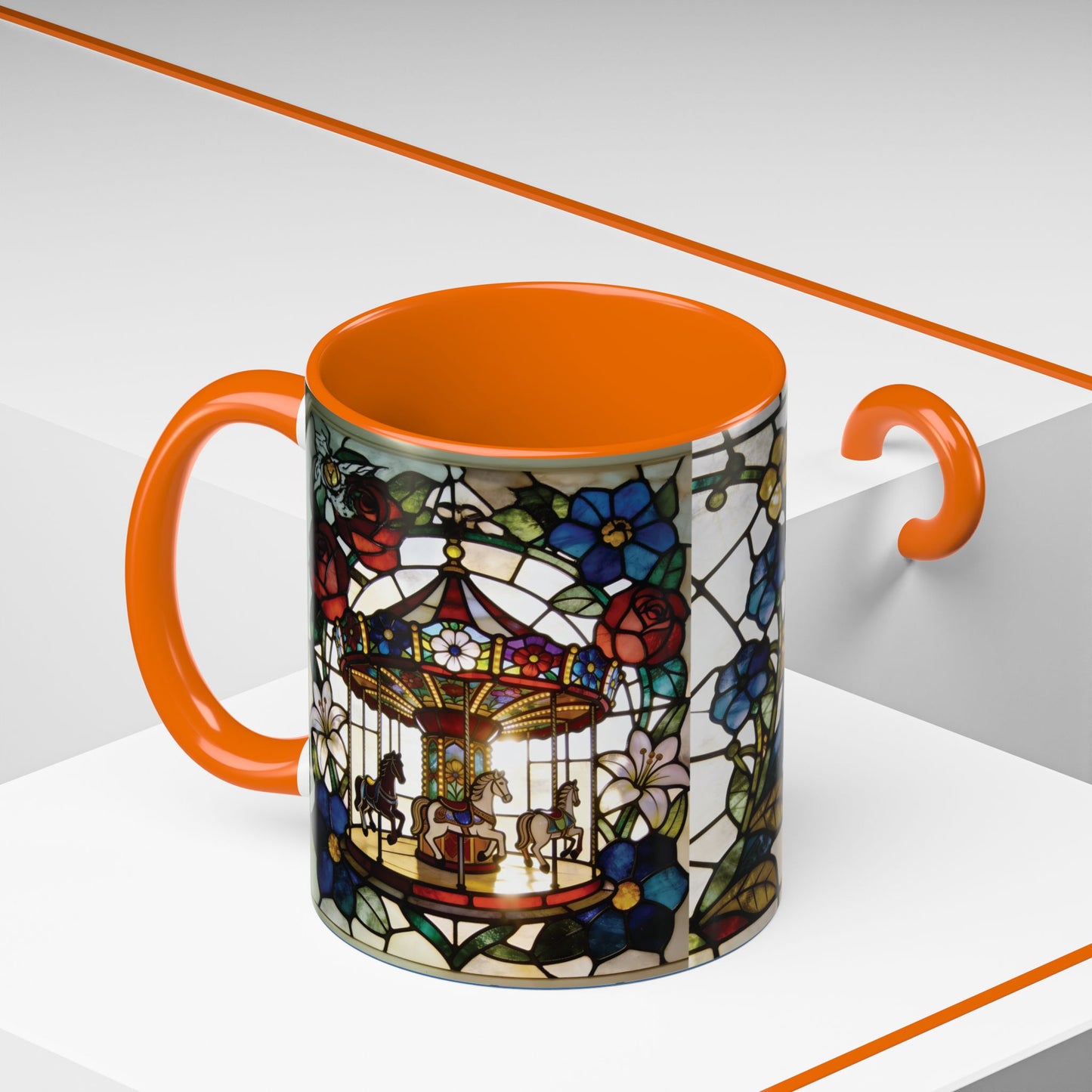 Stained Glass Carousel Accent Coffee Mug (11/15oz)