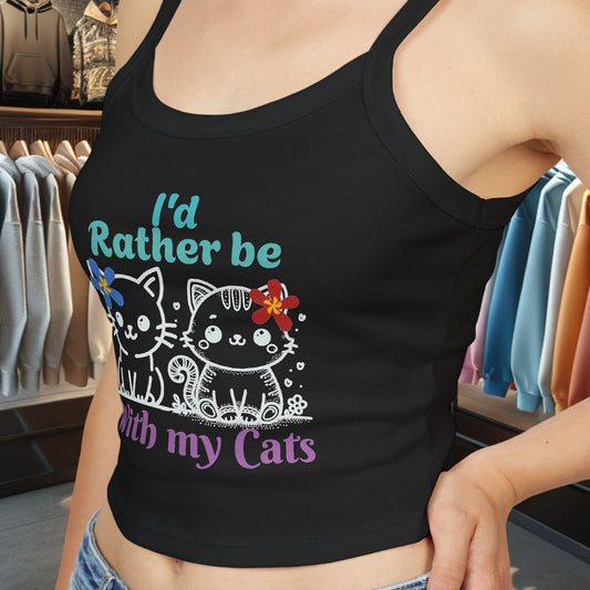 With my Cats - Cat Lover Spaghetti Strap Tank Top