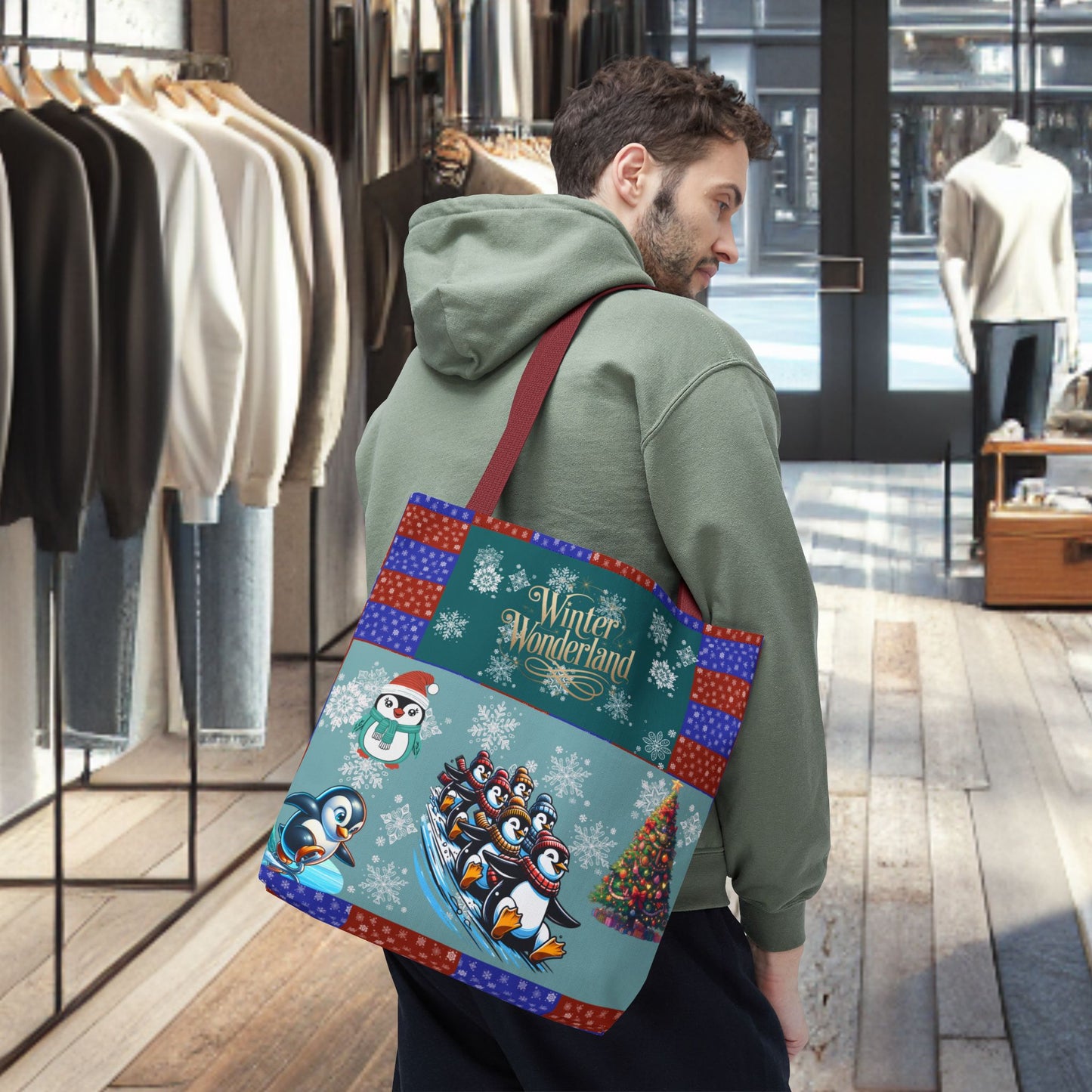 Winter Wonderland Penguin Tote Bag — All-Over Print