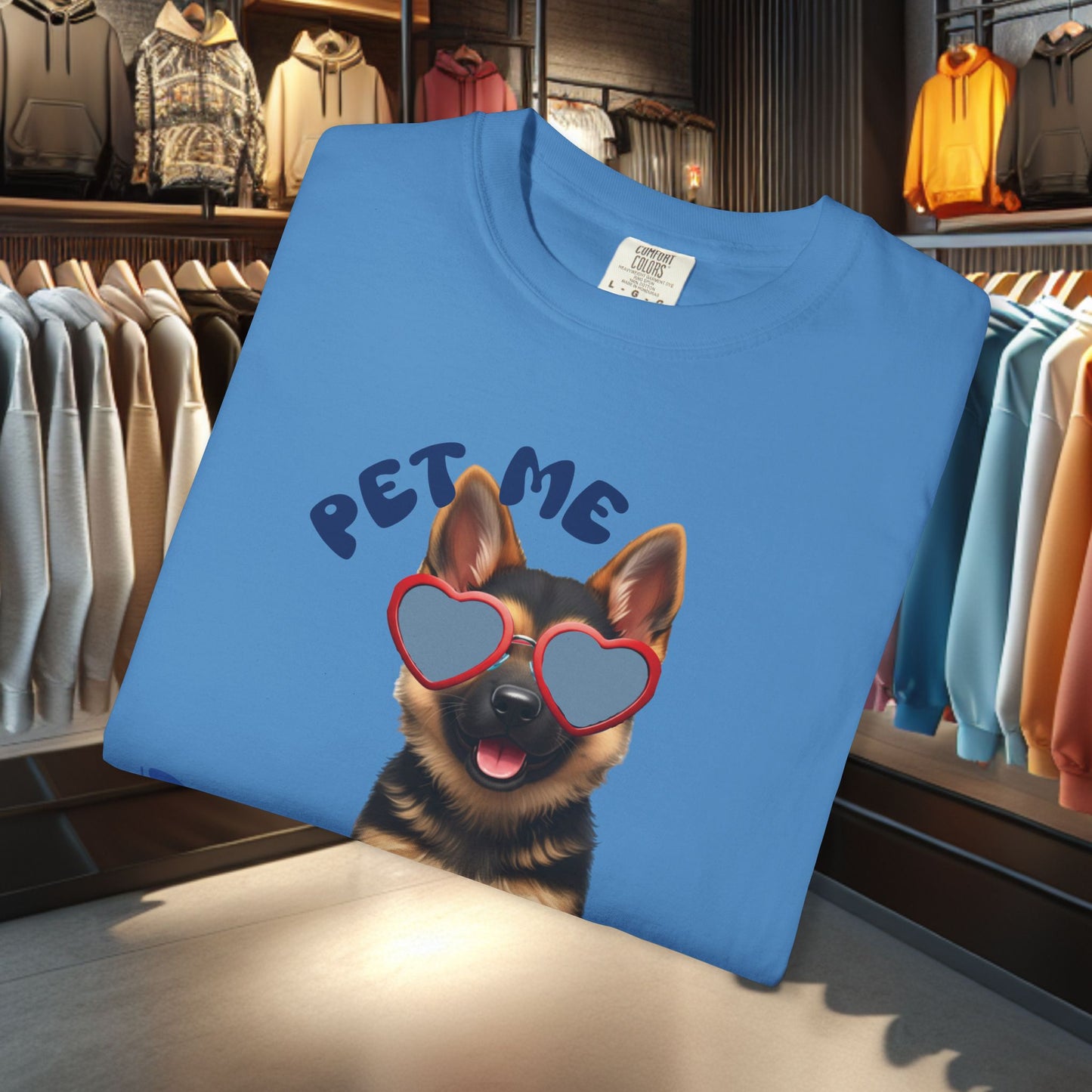 German Sheperd Puppy Tee — "Pet Me" Dyed T-Shirt