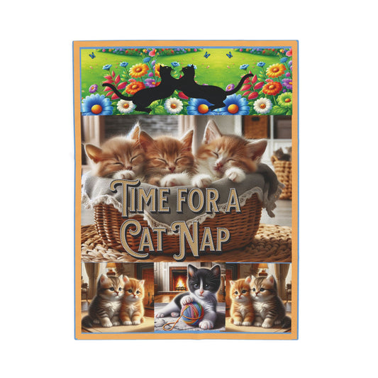 Cat nap 30 x 40, 50 x 60, 60 x 80 Velveteen Plush Blanket