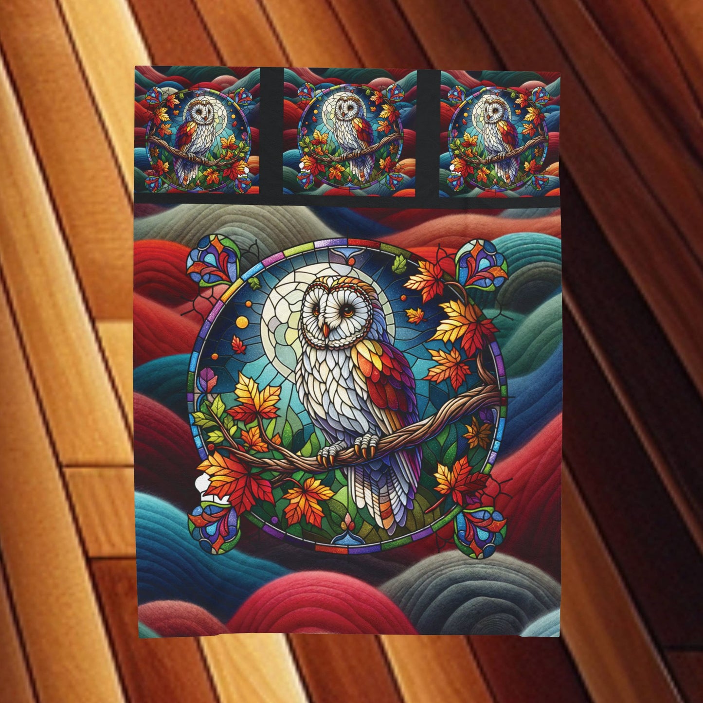 Stain Glass Owl Velveteen Plush Blanket — Cozy Stained Glass Owl Throw