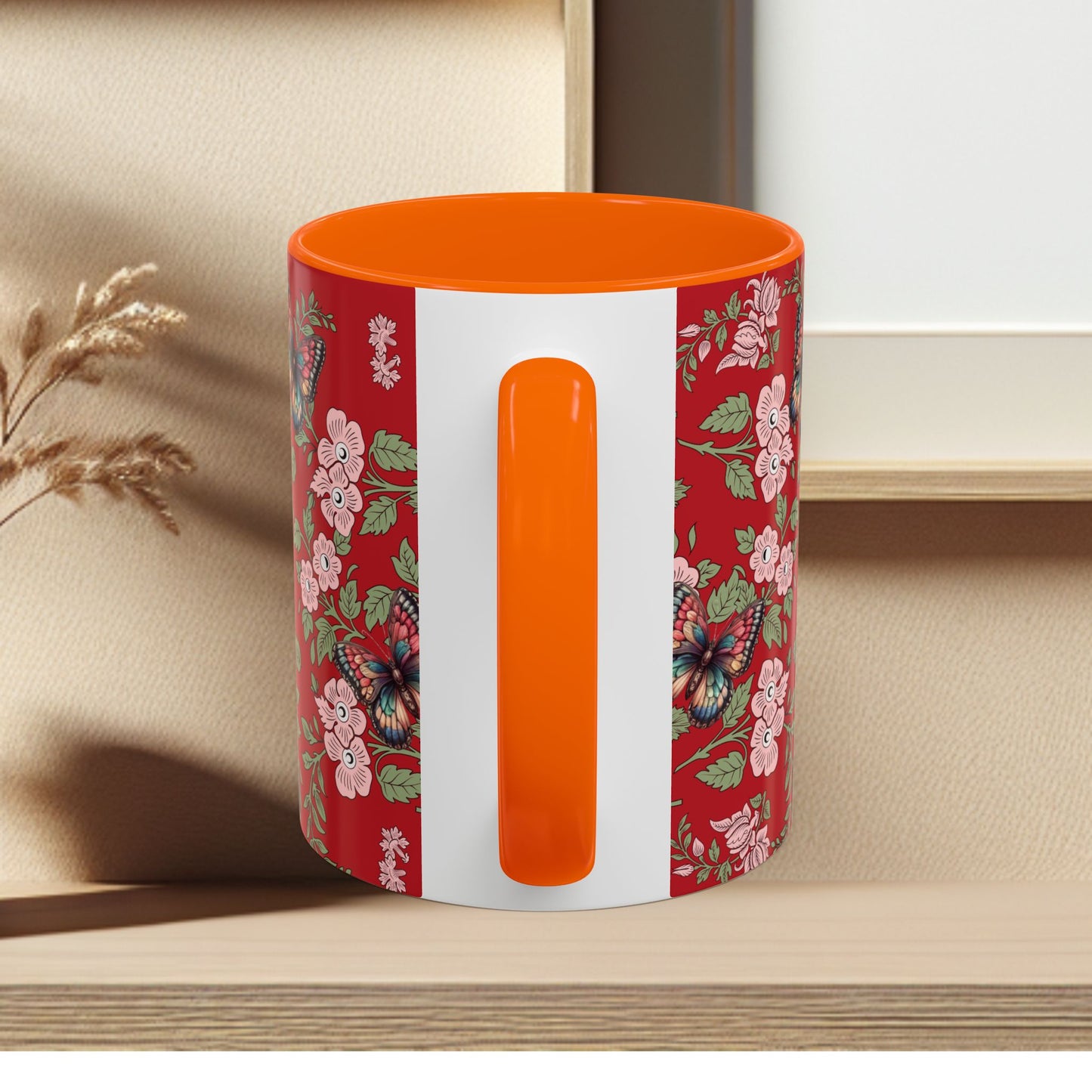 Floral Coffee Mug Red
