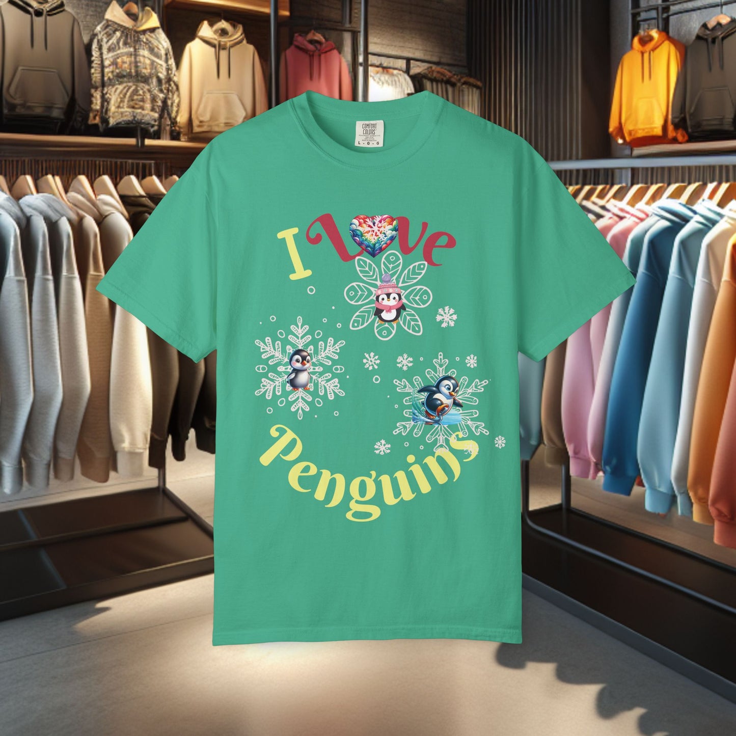 Penguin Snowflake T-shirt - Festive Holiday Top