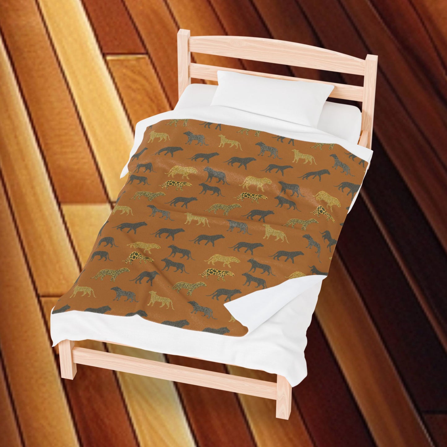 Animal Print Brown Velveteen Plush Blanket