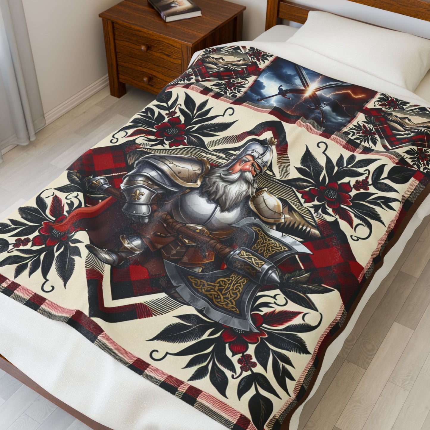 Adventurer's Velveteen Plush Blanket – Cozy Dwarf Adventurer Throw