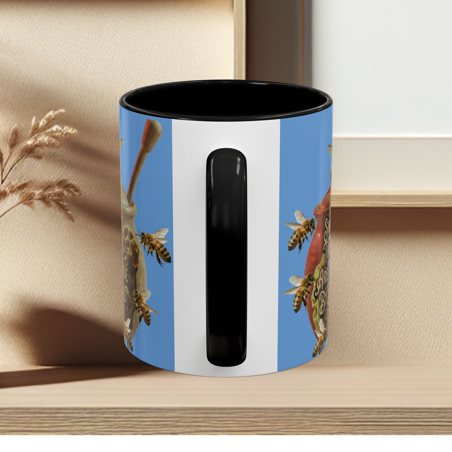 Oh Honey Honey Ceramic Coffee Mug — "Sweet Things Are Made By Bees" Honey Bee Accent Mug