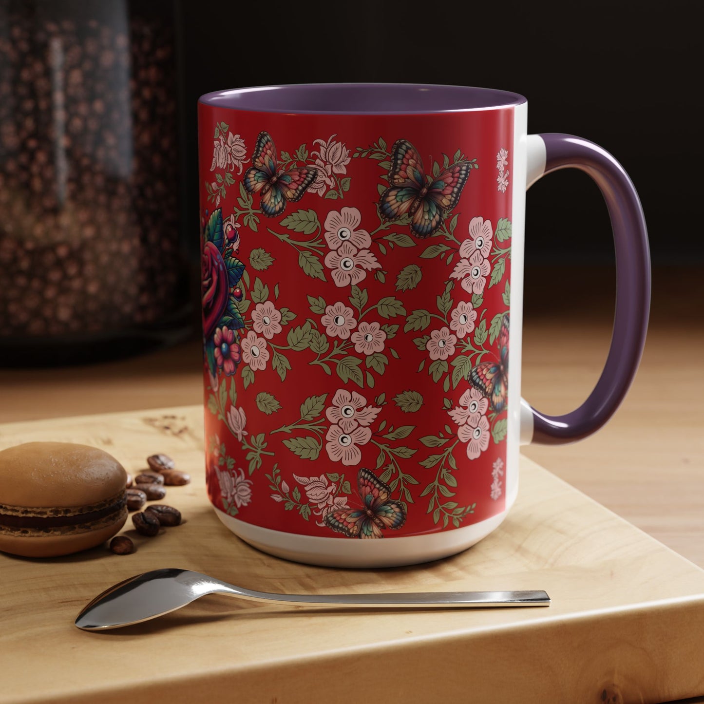 Floral Coffee Mug Red