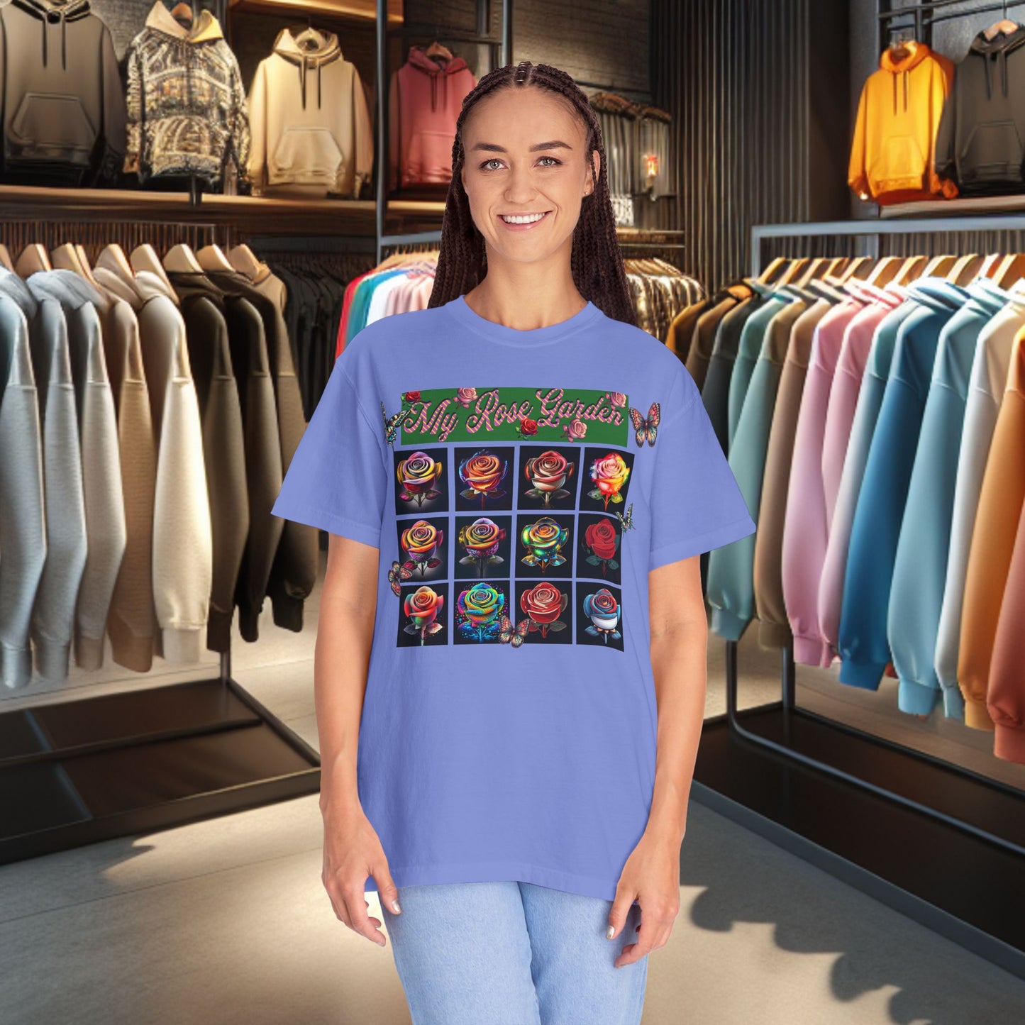 Floral T-Shirt for Flower Lovers - My Rose Garden a Colorful Floral Design