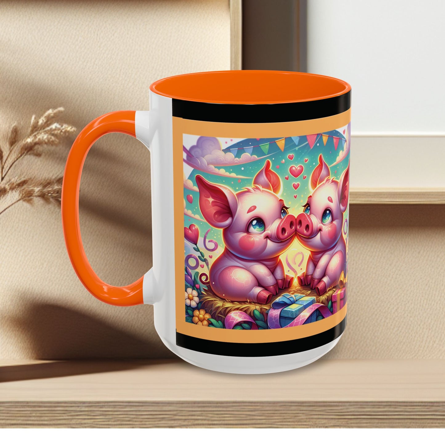 Coffee Mug Love Pigs Picknick 11, 15oz