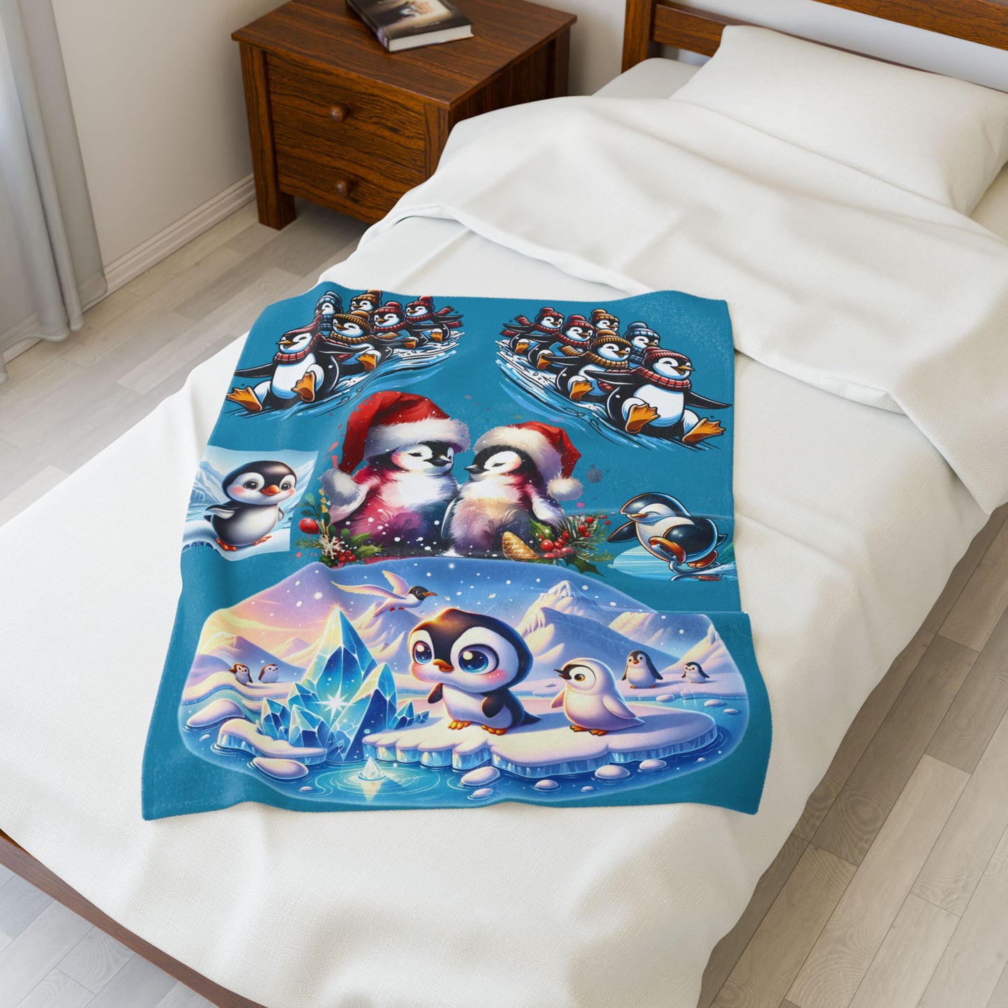 Penguins at Play - Velveteen Plush Blanket