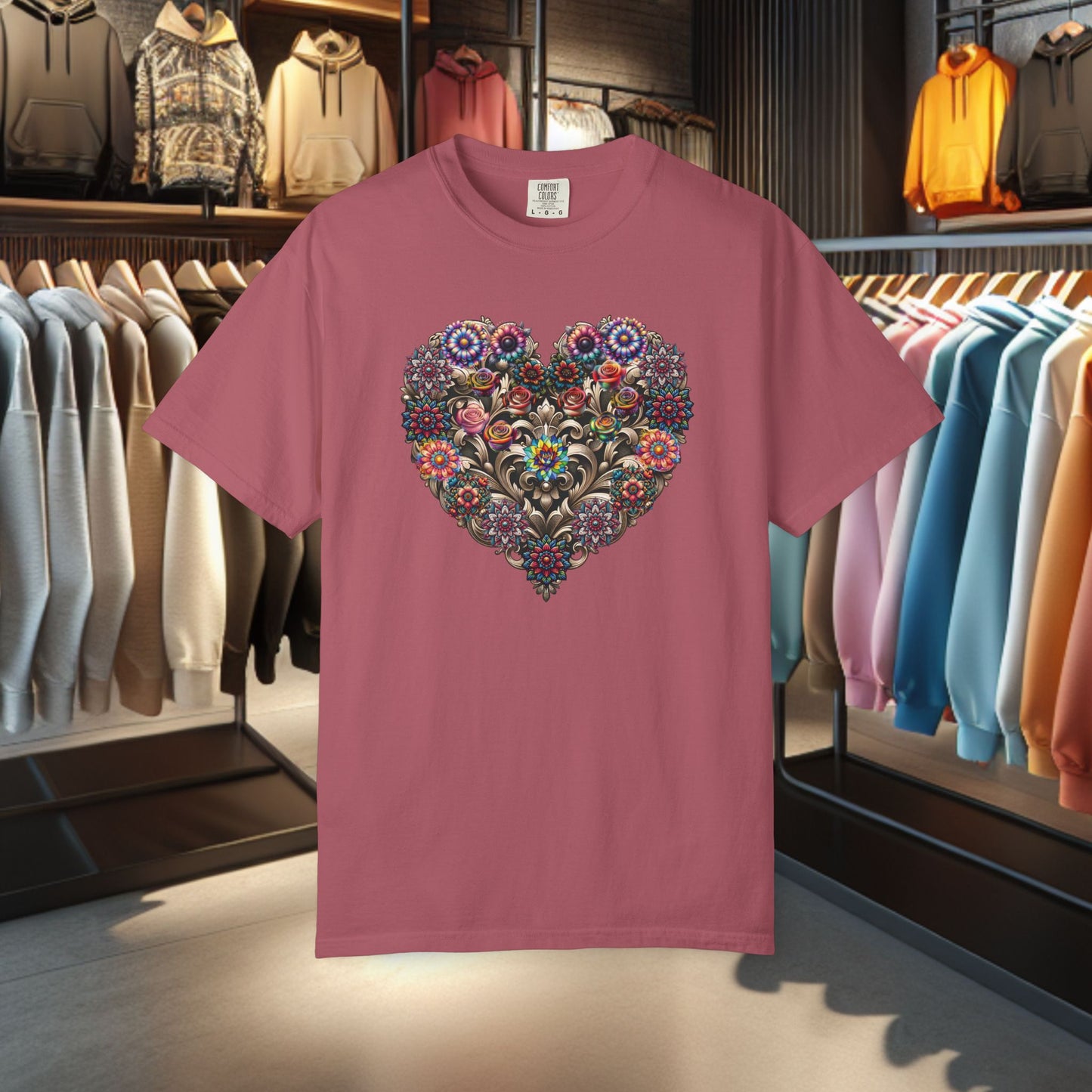 Floral Heart T-Shirt — Romantic Botanical Graphic Tee