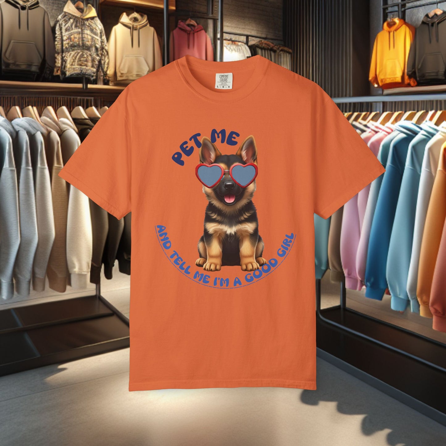 German Sheperd Puppy Tee — "Pet Me" Dyed T-Shirt