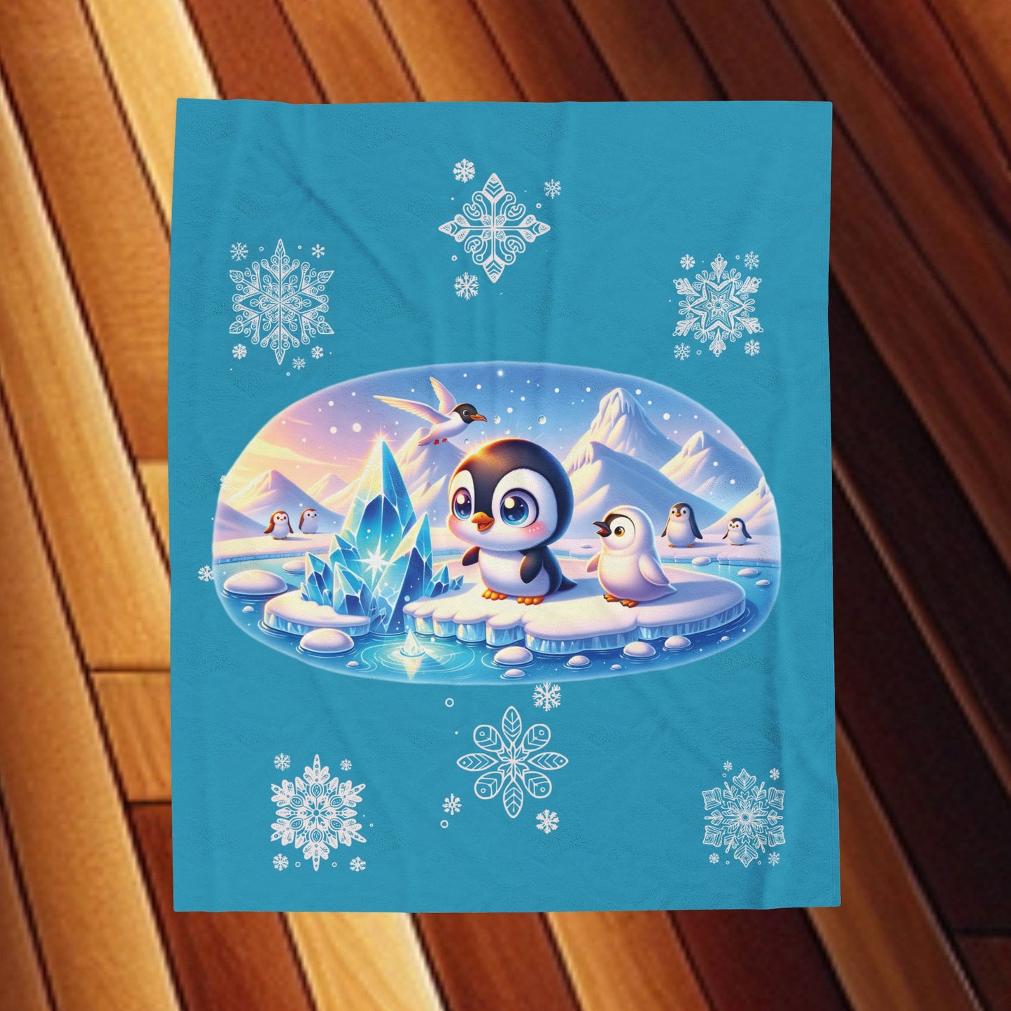 Penguin On Ice - Velveteen Plush Blanket