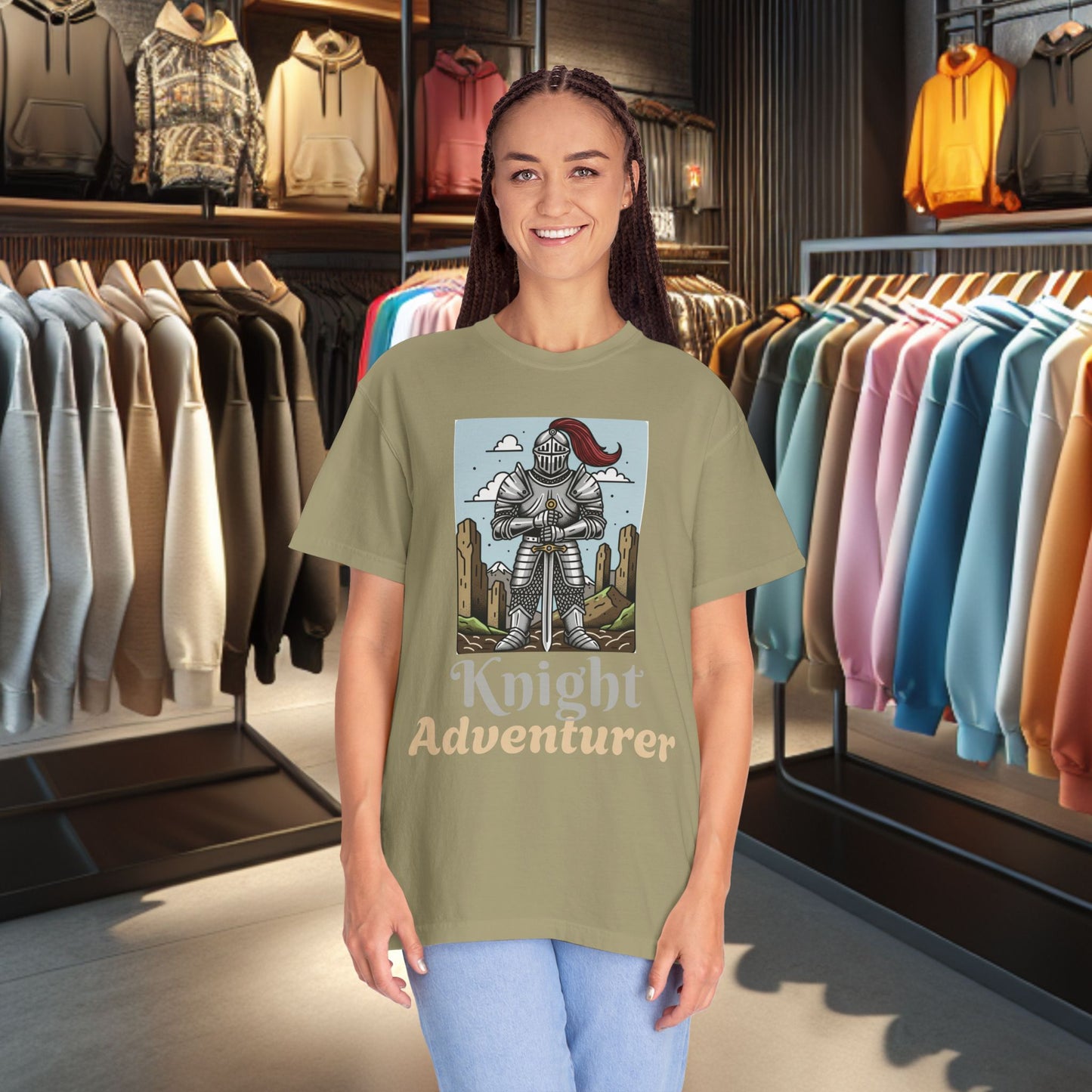 Knight Adventurer Tee — Mideval SR. Knight with Armor and Sward Graphic T-Shirt