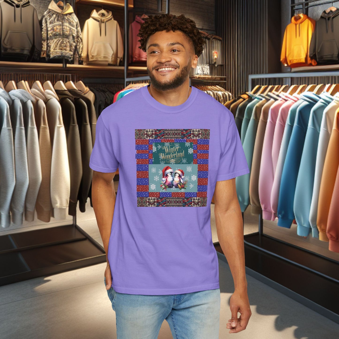 Vintage Winter Wonderland Penguins in Love T-shirt