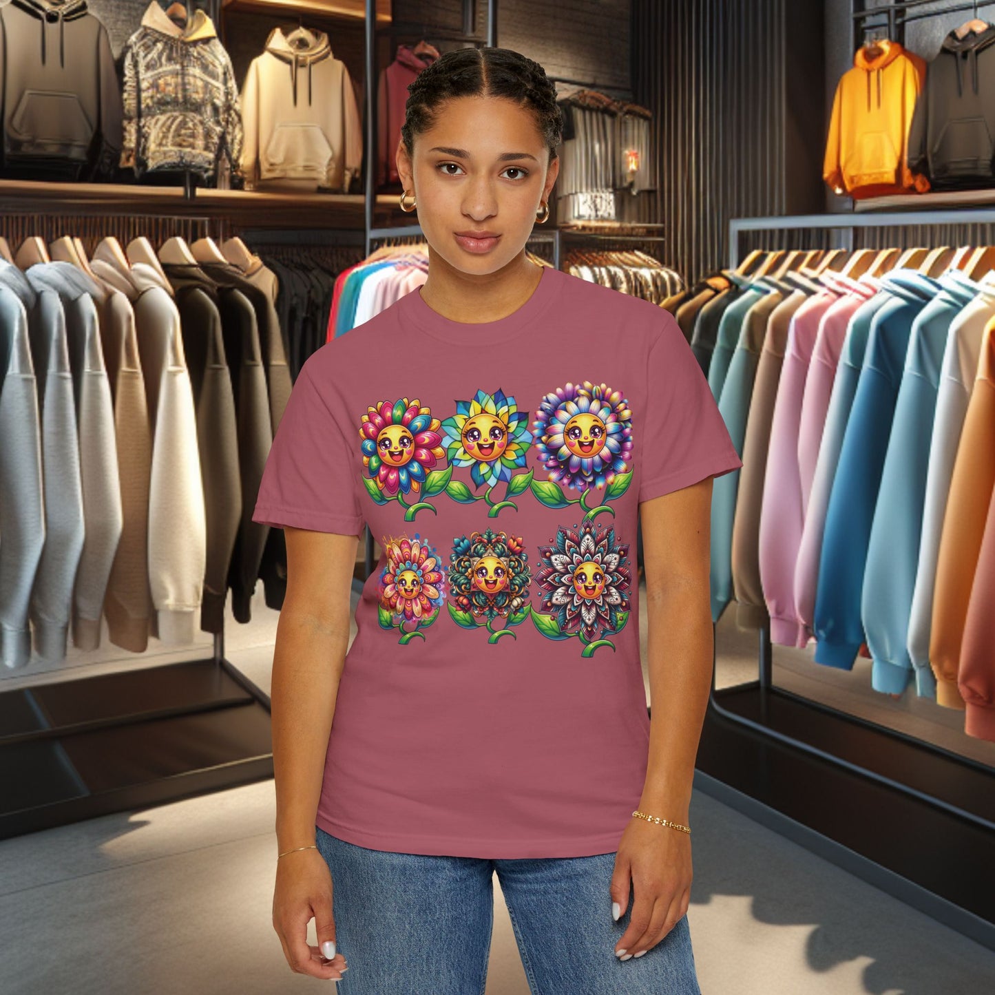 Happy Flowers Garden T-Shirt — Floral Garden Tee for Spring & Everyday