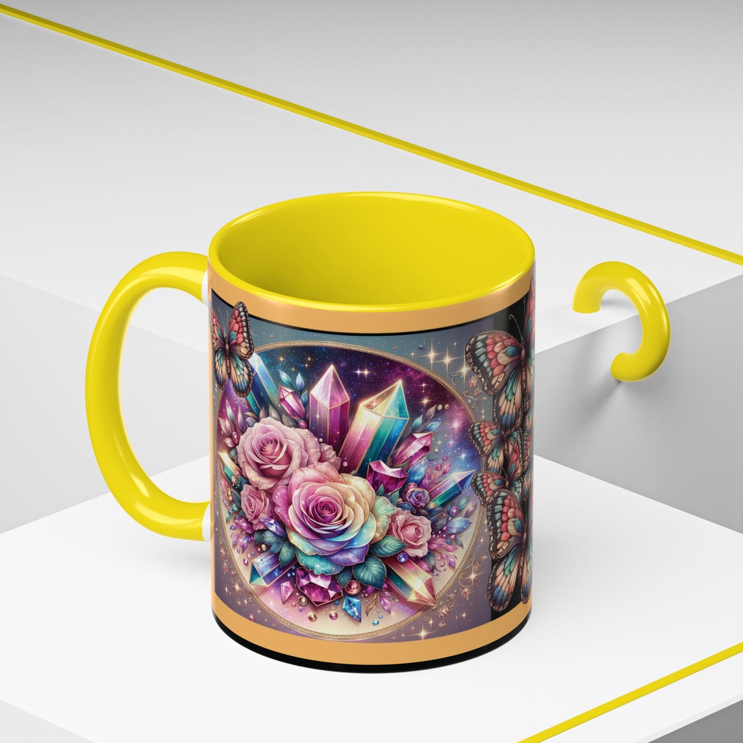 Coffee Mug Butterflys and Flowers