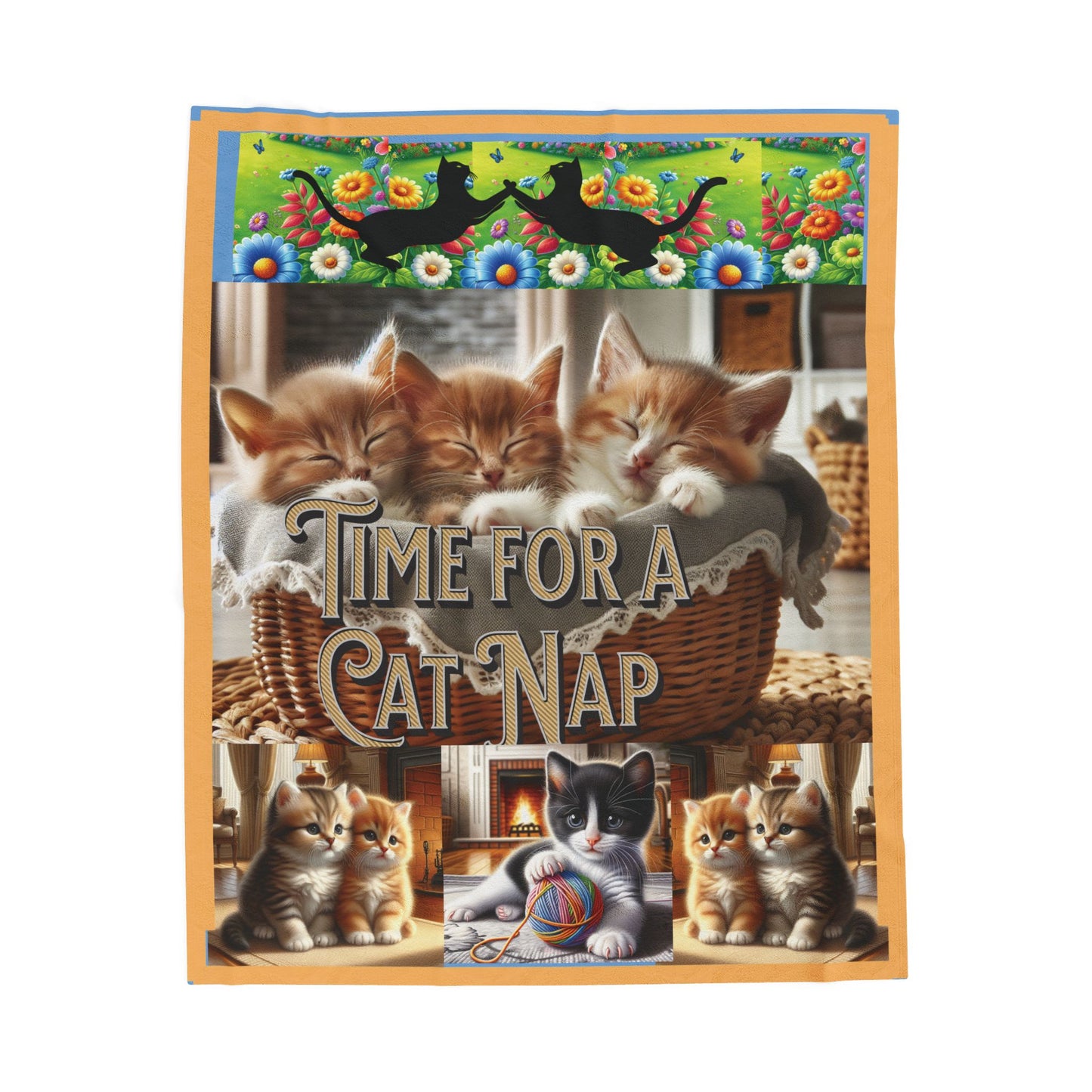 Cat nap 50 x 60 Velveteen Plush Blanket