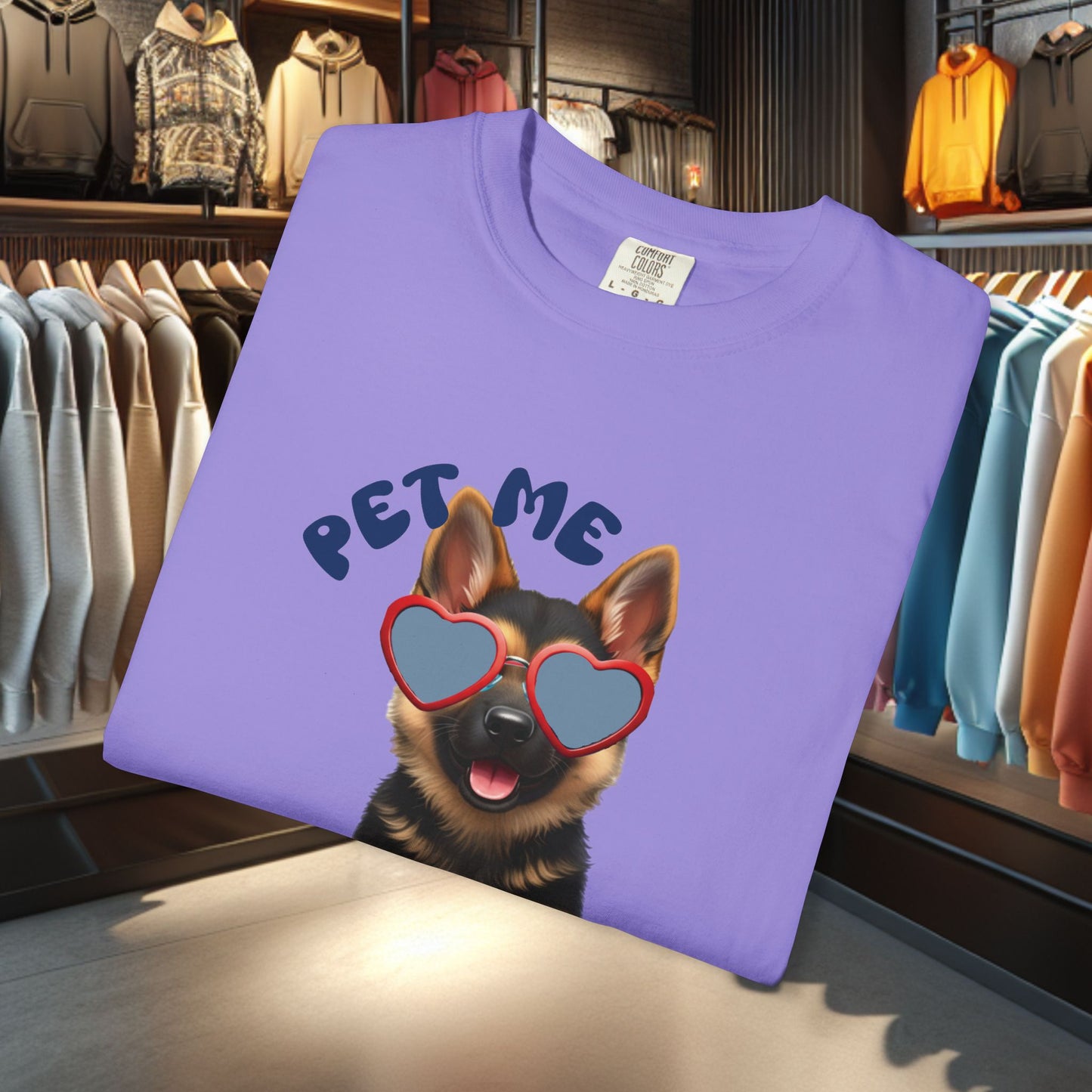 Copy of German Sheperd Puppy Tee — "Pet Me" Dyed T-Shirt