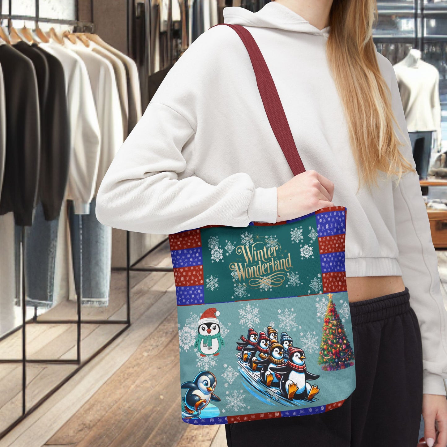 Winter Wonderland Penguin Tote Bag — All-Over Print