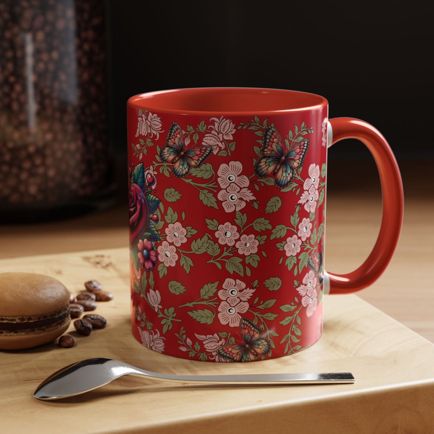 Floral Coffee Mug Red