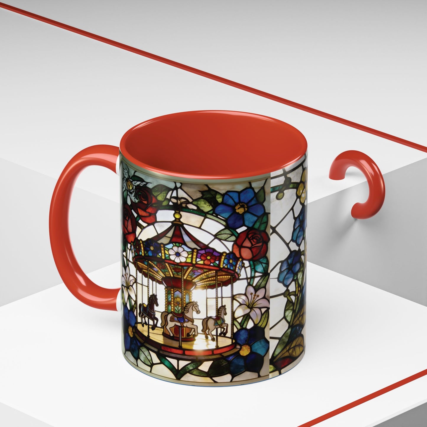 Stained Glass Carousel Accent Coffee Mug (11/15oz)